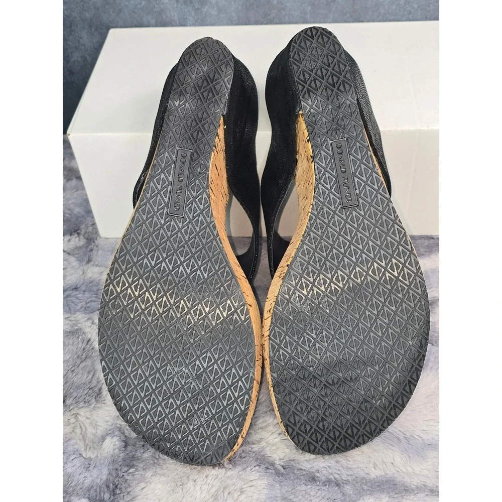 NWB Donald Pliner Gil85x Wedge Slip on‎ Black Lizard Suede Thong Womens 12M